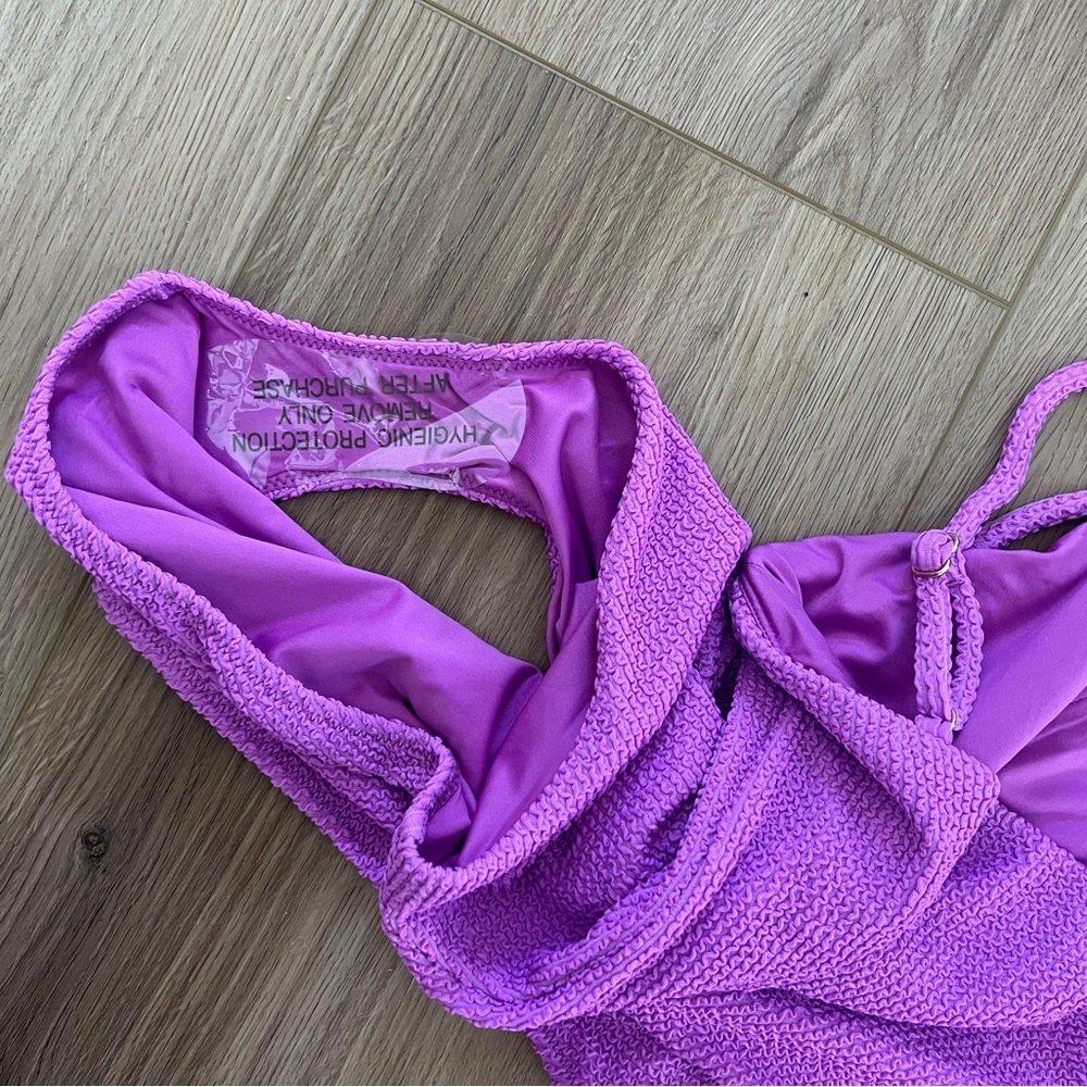 Show Me Your MuMu Ultra Violet Scrunch Zip One-Piece Swimsuit - Picture 5 of 6